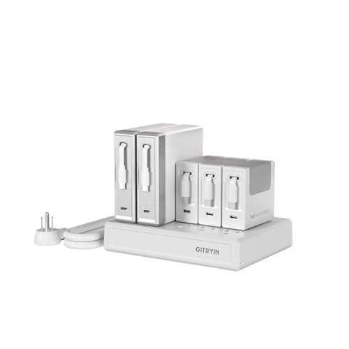 Gitryin Modular Laptop Charging Station, 2 * 140W, 3 * 40W Retractable USB C Chargers, 10 Type C Ports with Cooling Power Strip, 400W Charging Hub