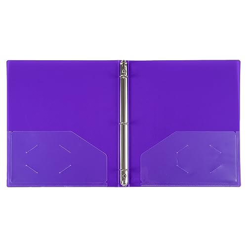 JAM PAPER Plastic 0.5 inch Binder - Purple 3 Ring Binder - Sold Individually - color: Purple, size: 0.5 inch