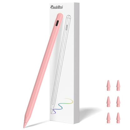 Stylus Pen for iPad, Magnetic Wireless Charging & USB C Fast Charge Pencil Compatible with Apple iPad (A16)11/10/9/8/7/6th Generation, Pro 13"/12.9"/11", Air M3/M2/5/4/3, Mini (A17 Pro)7/6/5 Gen Pink - color: Pink+6pcs Replacement Nibs