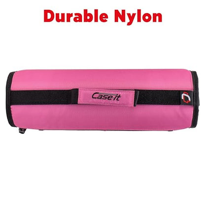 Case-it Mighty Zip Tab Zipper Binder, 3" O-Ring with 5-Color tabbes, Expanding File Folder and Shoulder Strap and Handle, D-146-Light Pink (Pack of 6) - color: Light Pink, size: (Pack of 6)