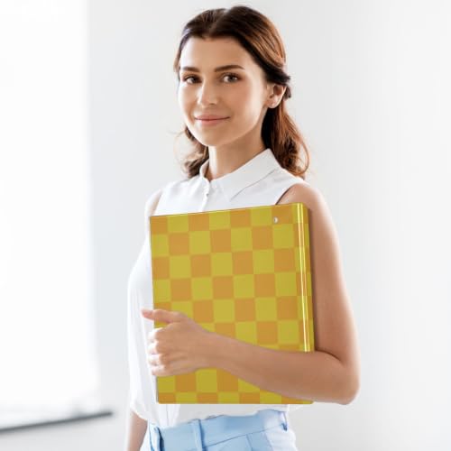 Custom 3 Ring Binder 1.5 Inch Round Rings Orange Yellow Checkerboard Personalized Name Binders Organizer Fashion View Binder with 2 Pockets for School Office Supplies - color: Multi11