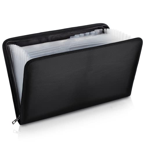 ENGPOW Fireproof Expanding File Organizer with 13 Pockets, Legal Size | Accordion File Folders with Labels, Portable Home Office Travel Safe Storage for Important Documents, Papers (16" x 10.6")