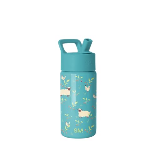 Simple Modern Kids Water Bottle with Straw Lid | 14oz Insulated Stainless Steel Kids Tumbler & Spill Proof Toddler Cup for School, Girls, Boys | Summit | Sheeps & Strawberries - color: -Sheeps & Strawberries, size: 14 Ounces