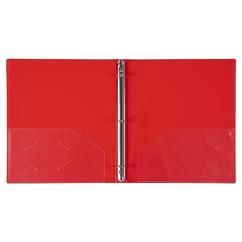 JAM PAPER Plastic 0.5 inch Binder - Red 3 Ring Binder - Sold Individually - color: Red, size: 0.5 inch