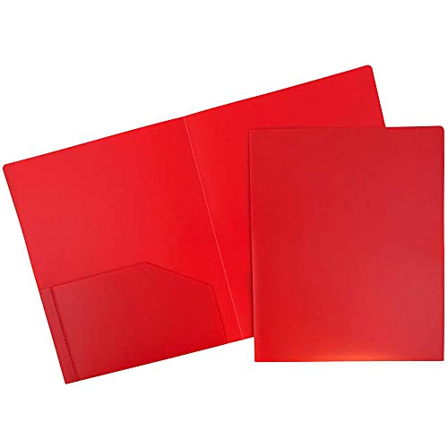 JAM PAPER Heavy Duty Plastic 2 Pocket Extra Tough School Folders - Red - 6/Pack - color: Red, size: 6 Per Pack