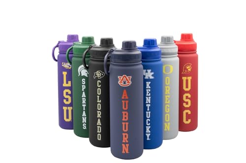 Auburn Water Bottle - Navy Blue Double Walled Stainless Steel 24 oz Keeps Drinks Cold or Hot - color: Auburn - Navy