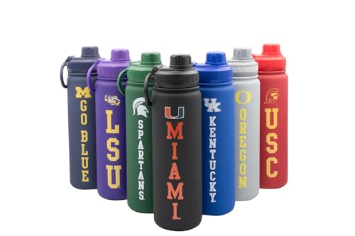 Miami Water Bottle - Black Double Walled Stainless Steel 24 oz Keeps Drinks Cold or Hot - color: Miami - Black
