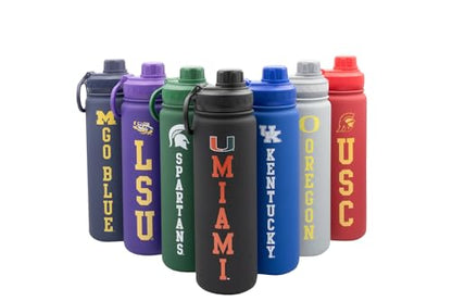 Miami Water Bottle - Black Double Walled Stainless Steel 24 oz Keeps Drinks Cold or Hot - color: Miami - Black