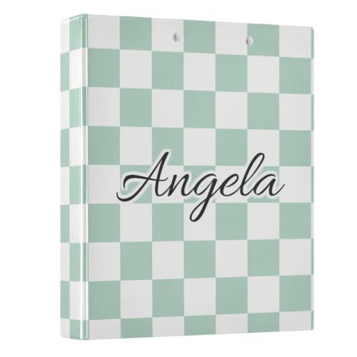 IHCVHQX Custom 3 Ring Binder 1.5 Inch Round Rings Green Checkerboard Personalized Name Binders Organizer Fashion View Binder with 2 Pockets for School Office Supplies - color: Multi18