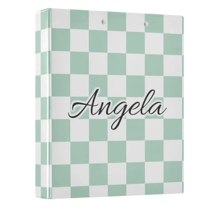 IHCVHQX Custom 3 Ring Binder 1.5 Inch Round Rings Green Checkerboard Personalized Name Binders Organizer Fashion View Binder with 2 Pockets for School Office Supplies - color: Multi18