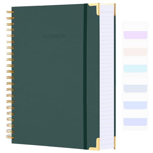 Spiral Notebook, College Ruled Notebook, 8.5" x 11", 300 Pages Hardcover Leather Notebook Journal for Women Men, A4 Large Lined Journal Notebooks for Work School, 24pcs Index Tabs, Green - color: Green, size: 8.5" x 11"