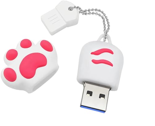 128GB USB 3.0 Flash Drive Cartoon Novelty Lovely Cat Paw Memory Stick Silicone Rubber Ainmal Pendrive White - color: Catpaw-white, size: 128GB 3.0