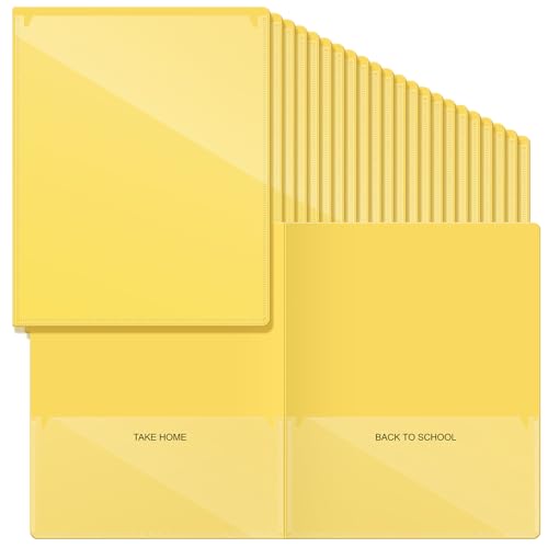 Henoyso 100 Pcs Folders Take Home Heavy Duty 2 Pocket Homework Folder for Students Parent Teacher Communication, 11.8 x 9.45 Inch(Yellow) - color: Yellow