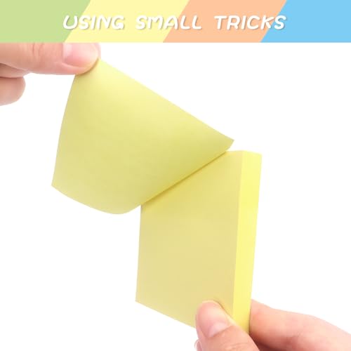 Sticky Notes 3x3 Self-Stick Notes Pads with 6 Bright Colors, Easy to Post for Office, Shool, Home, 6 Pads/Pack, 100 Sheets/Pad (Yellow) - color: Yellow