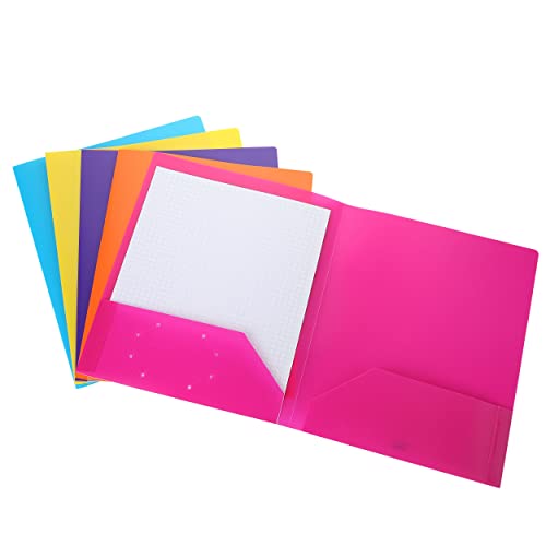 Mr. Pen- Plastic Folders with Pockets, 5 pcs | Aesthetic File Folder with Business Card Slot, 2-Pocket Folder, Back to School, Office, Filing Supplies - color: Bright Colors, size: 5 Pack