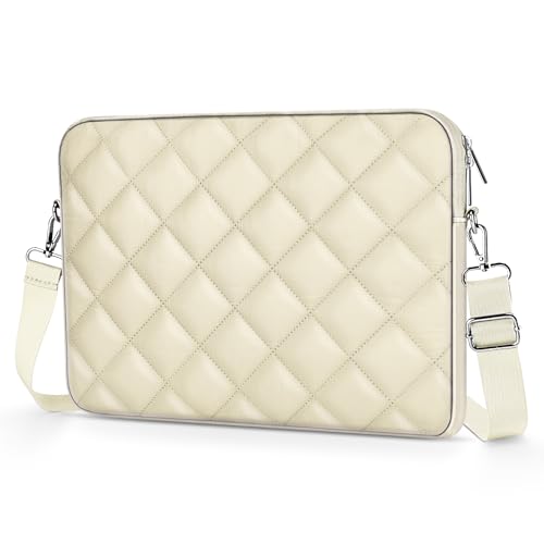 Puffy Quilted Laptop Sleeve with a Removable Shoulder Strap Compatible with MacBook Air 13 inch M2 A2681 M1 A2337 A2179 A1932 2023-2018/Pro 13 M2 M1 A2338 A2251 A2289 A2159 A1989 A1706 A1708 - color: Sleeve - Beige, size: 13 inch