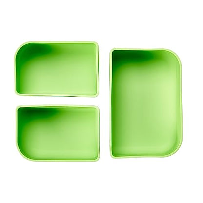 LunchBots Build -a- Bento Lunch Box, Silicone Bento Box for Kids, Multi-Compartment Lunch Container, Oven & Dishwasher Safe, BPA Free, 28 oz - Green - color: Solid Green