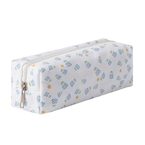 Large Capacity Canvas Pencil Case for Students Cute Aesthetic Pen Pouch Stationery Organizer Bag for School Portable Makeup Bag for Daily Use Kawaii Pencil Box for Girls Teens Kids (Canvas-F) - color: Canvas-F