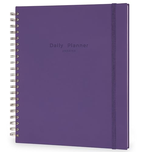 AuroPlanner Undated Daily Planner Notebook 8.5x11 Hourly Schedule Purple | office & student planning, 180 pages 100 GSM cream white paper hardcover spiral bound notebook, 2026-2028 reference calendar - color: Indigo