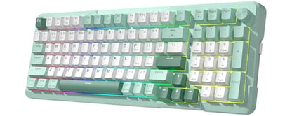 Redragon K742 Wireless Mechanical Gaming Keyboard with Knob, Bluetooth 5.0/2.4GHz/USB C Wired Creamy Keyboard with Number Pad for PC Computer, RGB Backlits, Hot-Swappable with Linear Switches (Green) - color: Green
