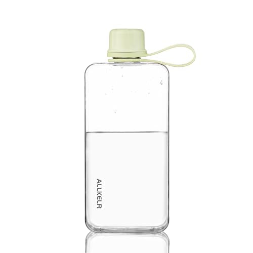 Portable Flat Water Bottle, 13.5 oz, Green | BPA-Free Tritan, leakproof, slim fit for purses, lightweight for hiking, backpacking, travel - color: Green, size: 13.5 Ounces
