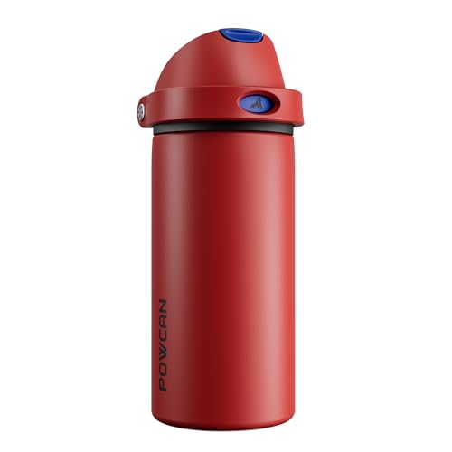 POWCAN 18 oz Insulated Water Bottle: 2-in-1 Push-Button Spout & Quick-Flip Straw, Leakproof, Cold 24Hrs, Fits Car Cup Holder, Stainless Steel Water Bottle for Sports, Travel, School (Midnight Web) - color: Midnight Web, size: 18 Ounces