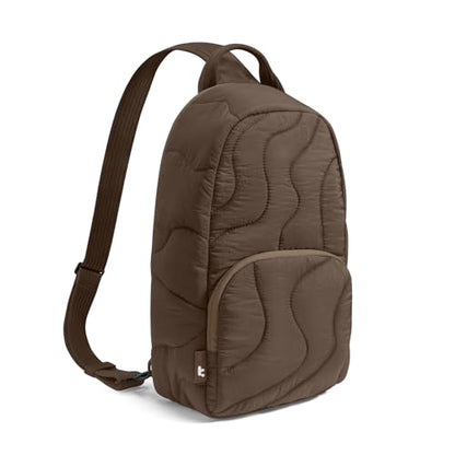 tomtoc 10L Puffy Sling Backpack with Padded Compartment for MacBook Neo A18 | Lightweight Quilted Crossbody Bag for 11-inch iPad Air/Pro, Nintendo Switch 2, Puffer Travel Chest Daypack for Women Girls - color: Earthshade