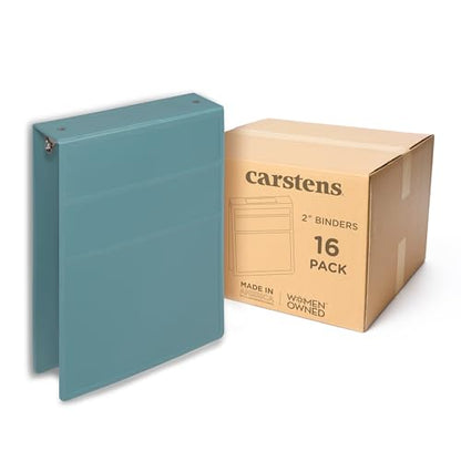 Carstens 2-Inch Heavy Duty 3-Ring Binder - Top Opening, Powder Blue, Durable Plastic, No-Gap Rings, Waterproof Cover, No Pockets, Holds 300 US Letter Sheets, BPA-Free, Made in USA (2874-3R) Case of 16 - color: Light Blue, size: Case of 16