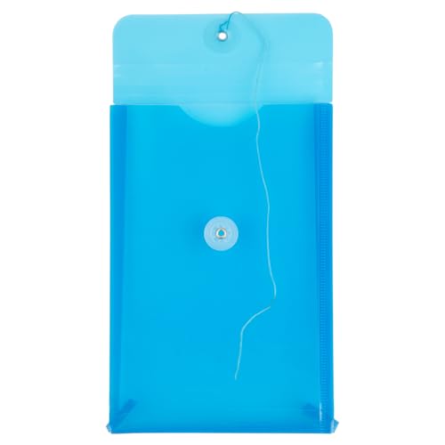JAM PAPER Plastic Envelopes with Button & String Tie Closure - 6 1/4 x 9 1/4 - Blue - 12/Pack - color: Blue, size: 6 x 9
