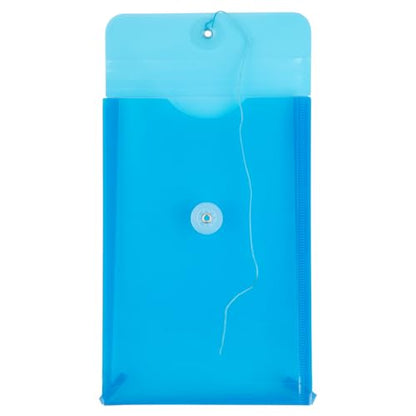 JAM PAPER Plastic Envelopes with Button & String Tie Closure - 6 1/4 x 9 1/4 - Blue - 12/Pack - color: Blue, size: 6 x 9