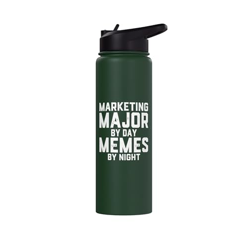 Marketing Major By Day Memes By Night Marketer Joke Student Stainless Steel Insulated Water Bottle - color: Dark Green