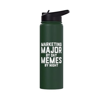 Marketing Major By Day Memes By Night Marketer Joke Student Stainless Steel Insulated Water Bottle - color: Dark Green