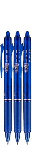 FriXion Clicker Retractable Erasable Gel Pen, Blue, Bold Point, 3-pk; Bundle with Plastic Reusable Pouch - color: Blue, size: 1 Count (Pack of 3)
