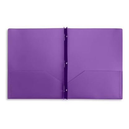 Blue Summit Supplies 30 Plastic 2 Pocket Folders with Prongs, Assorted | Durable 0.35mm poly, 2 pockets, for school, office, and report organization