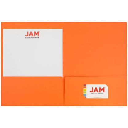 LUXPaper 9" x 12" Presentation Folders | Two Pocket | Mandarin Orange | 100lb. Cover | 10 Qty - color: Mandarin