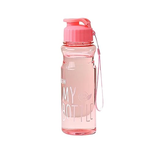 FlekmanArt 1 Pieces Plastic Water Bottles for Adults Bulk 17 oz Sport Drink Bottles with Handle Strap Lightweight Leakproof Drink Flip Top Cups for Party Outdoor (Bright Color,Bright Style) - color: Watermelon Red