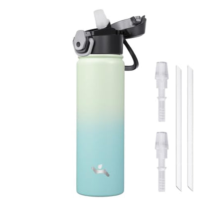 Konokyo 22 oz Insulated Water Bottle with Straw, Carry Loop, Mint - color: Mint, size: 22 Ounces