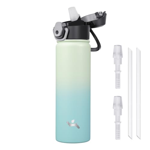 Konokyo 22 oz Insulated Water Bottle with Straw, Carry Loop, Mint - color: Mint, size: 22 Ounces