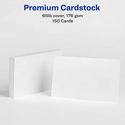 Printable Index Cards with Sure Feed, Unruled, Inkjet/Laser, 3 x 5, White, 150 Cards, 3 Cards/Sheet, 50 Sheets/Box