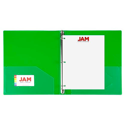 JAM PAPER Plastic 0.5 inch Binder - Green 3 Ring Binder - Sold Individually - color: Green, size: 0.5 inch
