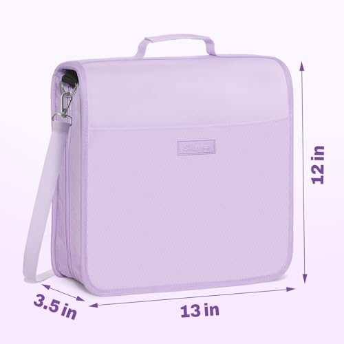 SUNEE Zipper Binder 3 Ring, 3 Inch O-Ring with Handle and Shoulder Strap, 600-Sheet Capacity, 5-Tab Expanding File Folder, Multi-Pockets for Middle School Organizer Binder with Zipper, Lavender Purple - color: Lavender Purple