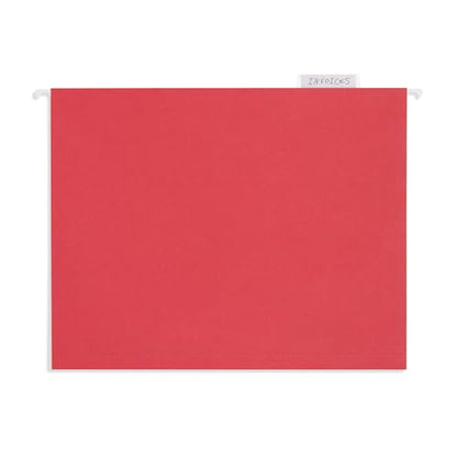 25 Blue Summit Supplies Red Hanging File Folders Letter Size – Durable 11pt Paper, Plastic Tabs and Inserts Included, Fits Standard Filing Cabinets and Desktop Organizers - color: Red