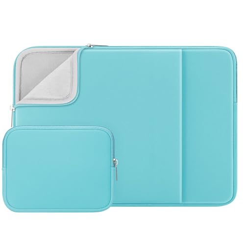 RAINYEAR 14 Inch Laptop Sleeve Case with Pocket & Accessories Pouch, Blue | Protective Soft Fluffy Lining Carrying Bag Compatible with 14 inch Notebook Computer Chromebook - color: Blue(Upgraded Version), size: 14"