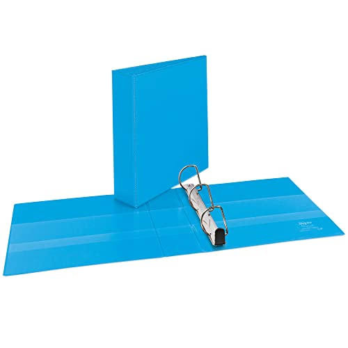 Avery Heavy-Duty View 3 Ring Binder, 2" One Touch Slant Rings, 2.8 Inch Wide Spine, Customizable Clear Cover, Ideal for School, Office, and Home Organization, 1 Light Blue Binder (05501) - size: 2"