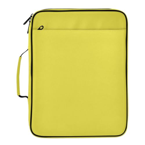 Lemon Yellow Pattern 3 Ring Zipper Binder for Office School High Capacity Document Organizer 1.2 Inch Portfolio Case Holds 500 Sheets Binder Organizer for Adults Kids - color: Lemon Yellow