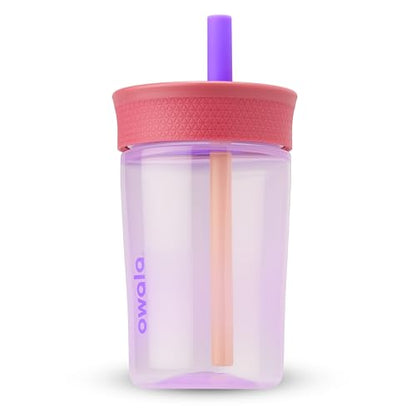 Owala Kids Insulation BPA-Free Plastic Tumbler with Spill Resistant Flexible Straw, Easy to Clean, Kids Water Bottle, Great for Travel, Dishwasher Safe, 15 Oz, Pink and Purple (Lilac Rocket) - color: Lilac Rocket, size: 15 Ounces