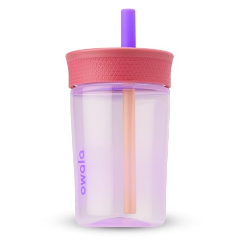 Owala Kids Insulation BPA-Free Plastic Tumbler with Spill Resistant Flexible Straw, Easy to Clean, Kids Water Bottle, Great for Travel, Dishwasher Safe, 15 Oz, Pink and Purple (Lilac Rocket) - color: Lilac Rocket, size: 15 Ounces