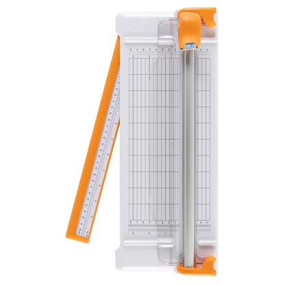 Fiskars Compact Rotary Paper Trimmer - 12" Cut Length - Portable Size with Extendable Base Deck - Self-Sharpening Blade - Scrapbooking Tool