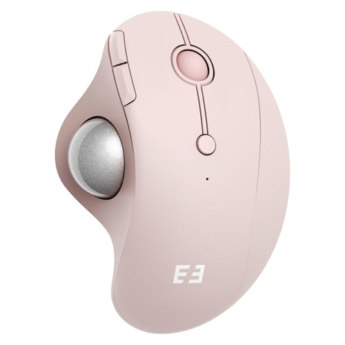 seenda Wireless Trackball Mouse, Ergonomic Bluetooth Rollerball Mouse Rechargeable, 3 Device Connection Optical Mice Adjustable DPI Thumb Control Mice Compatible for PC/Laptop/Windows/Mac - Rose Pink - color: Rose Pink