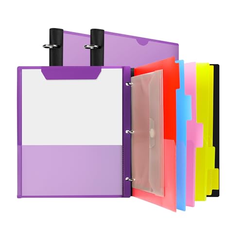 2 Pcs 360° Pivotable Project Organizer Folder, 3 Ring Binder | Customizable Cover Multi Pocket Folder Binder, 13 Pocket Folders, Purple - color: Purple, size: 2 PCS